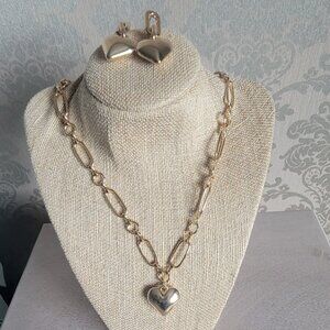 Gold Tone Heart Necklace Set